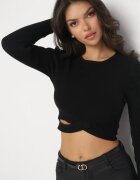 by swan Pulover Mulat Negru cu partea de jos decorativă și mai scurtă Jamorsen