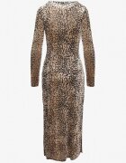 by swan Rochie ajustată din velur bej cu viscoză cu imprimeu leopard cu șlițuri și jupon Kyradi
