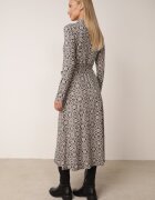 by swan Rochie Alb-Negră Cambrată Maxi cu Curea Textilă cu Imprimeu Geometric Filint