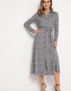 by swan Rochie Alb-Violetă Taliată Maxi cu centură textilă cu imprimeu geometric Filint