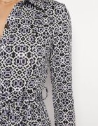 by swan Rochie Alb-Violetă Taliată Maxi cu centură textilă cu imprimeu geometric Filint