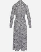 by swan Rochie Alb-Violetă Taliată Maxi cu centură textilă cu imprimeu geometric Filint