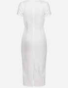 by swan Rochie Albă Cambrată Cocktail cu Viscoză și Fentă la Spate Castorea