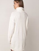 by swan Rochie Albă de Lână Oversize cu Guler Înalt Heire