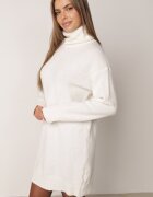 by swan Rochie Albă de Lână Oversize cu Guler Înalt Heire