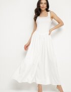 by swan Rochie Albă din Viscoză cu croi Cloș cu Decolteu Pătrat Tilvia