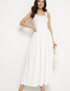 by swan Rochie Albă din Viscoză cu croi Cloș cu Decolteu Pătrat Tilvia
