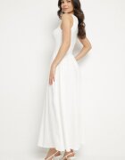 by swan Rochie Albă din Viscoză cu croi Cloș cu Decolteu Pătrat Tilvia