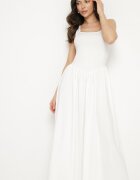 by swan Rochie Albă din Viscoză cu croi Cloș cu Decolteu Pătrat Tilvia