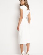 by swan Rochie Albă Midi cu Decolteu Pătrat Revinane