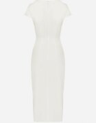 by swan Rochie Albă Midi cu Decolteu Pătrat Revinane
