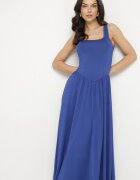 by swan Rochie Albastră din Viscoză cu Croială Cloș cu Decolteu Pătrat Tilvia