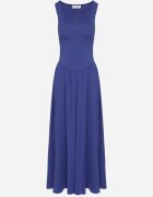 by swan Rochie Albastră din Viscoză cu Croială Cloș cu Decolteu Pătrat Tilvia