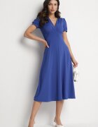 by swan Rochie Albastră Evazată cu Vâscoză cu Perne în Umeri Awerla