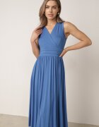by swan Rochie Albastră Midi Fără Mâneci cu Fusta Plisată Dreana