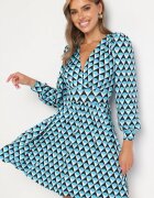 by swan Rochie Albastră Mini cu Decolteu Petrecut Kiyani