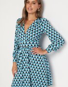 by swan Rochie Albastră Mini cu Decolteu Petrecut Kiyani