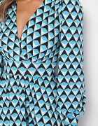 by swan Rochie Albastră Mini cu Decolteu Petrecut Kiyani