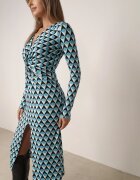 by swan Rochie Albastră Petrecută cu Croială Mulată cu Nod Anjela