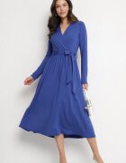 by swan Rochie Albastră Petrecută cu Vâscoză Legată în Talie Drestalia