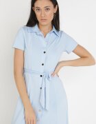 by swan Rochie albastru deschis stil cămașă legată în talie Ophieithe