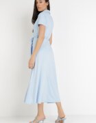 by swan Rochie albastru deschis stil cămașă legată în talie Ophieithe