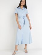by swan Rochie albastru deschis stil cămașă legată în talie Ophieithe