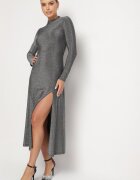 by swan Rochie Argintie cu Viscoză Decorată cu Sclipici în Stil Elegant Werirra