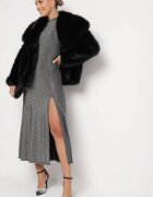 by swan Rochie Argintie cu Viscoză Decorată cu Sclipici în Stil Elegant Werirra