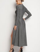 by swan Rochie Argintie cu Viscoză Decorată cu Sclipici în Stil Elegant Werirra