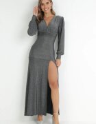 by swan Rochie Argintie de seară cu Decolteu Adânc Olami