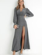 by swan Rochie Argintie de seară cu Decolteu Adânc Olami
