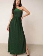 by swan Rochie Asimetrică Verde Maxi cu fusta evazată și decupaj cu sclipici Acaisa