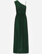 by swan Rochie Asimetrică Verde Maxi cu fusta evazată și decupaj cu sclipici Acaisa