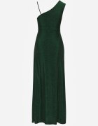 by swan Rochie Asimetrică Verde Maxi cu fusta evazată și decupaj cu sclipici Acaisa