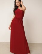 by swan Rochie Asimetrică vișinie Maxi cu tiv evazat și decupaj cu sclipici Acaisa