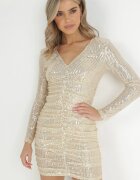 by swan Rochie Aurie Cu Paiete cu Drapaje Nerli