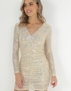 by swan Rochie Aurie Cu Paiete cu Drapaje Nerli