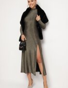 by swan Rochie Aurie cu Viscoză Decorată cu Sclipici în Stil Elegant Werirra