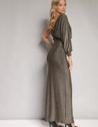by swan Rochie Aurie Strălucitoare Asimetrică Maxi cu Fentă și Decolteu Petrecut Aknasa