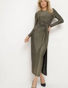 by swan Rochie Aurie Taliată cu Viscoză Ornată cu Fir Metalic și cu Nod Ninnovia