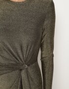 by swan Rochie Aurie Taliată cu Viscoză Ornată cu Fir Metalic și cu Nod Ninnovia