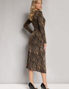 by swan Rochie Auriu Petrecută Midi cu Fir Metalic Biklla