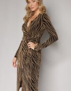 by swan Rochie Auriu Petrecută Midi cu Fir Metalic Biklla