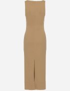 by swan Rochie Bej Cambrată din Vâscoză Ornată cu Drapaje Siloria