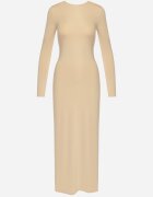 by swan Rochie Bej Cambrată Maxi cu Mâneci Lungi Ovira