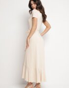 by swan Rochie Bej cu Cureaua Plic Decorată cu Volane Wleffia