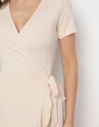 by swan Rochie Bej cu Cureaua Plic Decorată cu Volane Wleffia