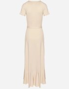 by swan Rochie Bej cu Cureaua Plic Decorată cu Volane Wleffia