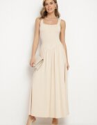 by swan Rochie Bej deschis cu Viscoză cu croi evazat cu decolteu pătrat Tilvia